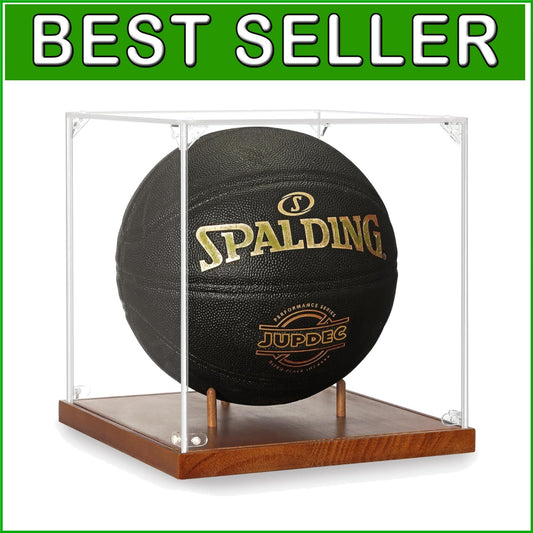 Elegant 10" Basketball Memorabilia Case - Acrylic with Solid Wood Tabletop Mount