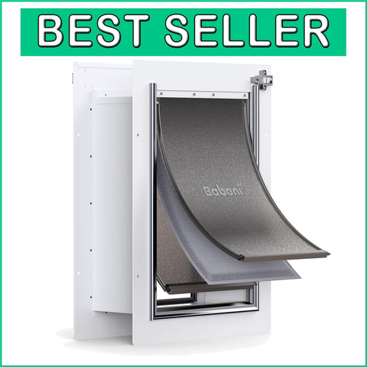Weatherproof Aluminum Flap Pet Door for Medium Dogs and Cats - 40Lb Limit