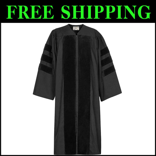 Classic Womens Graduation Gown with Reinforced Shoulders - 6 Size Variations