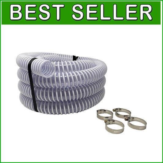 Durable 20 FT Pool Filter Pump Hose - Heavy-Duty Kink-Proof Design Incl. Clamps