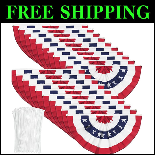 Vibrant 1.5x3 FT American Bunting Flags - 20 Pack for Memorial Day Decorations