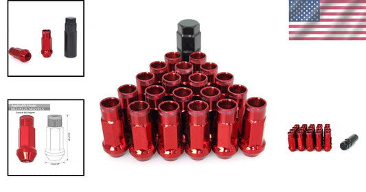 Durable M12x1.5 Racing Locknut Set in Red - Perfect for Vehicle Customization