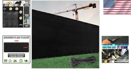 Commercial Grade 170 GSM Black Fence Privacy Screen - 90% Visibility Blockage