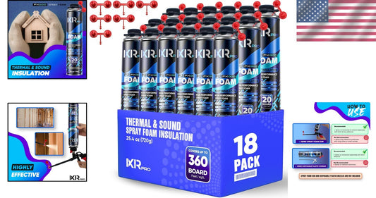 Expanding Foam Insulation Sealant - 18 Pack High-Density for Soundproofing