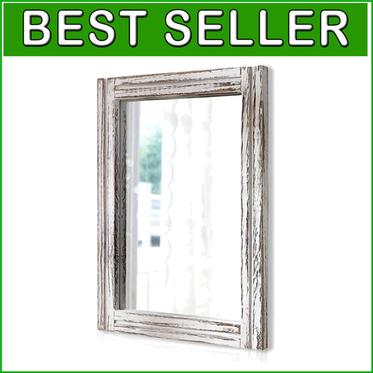 Elegant Large Rustic Wood Mirror - Versatile 26''x18'' Dressing Room Accessory
