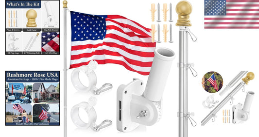 Durable 6FT Flagpole with Heavy-Duty 3x5 American Flag for Outdoor Display