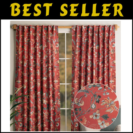 Stylish 108-Inch Light Filtering Cotton Drapes - Terracotta, Rod & Loop Design