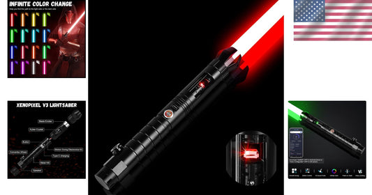 Heavy Duty Dueling Lightsaber - Crystal Hilt, RGB Color Change, & Motion Control