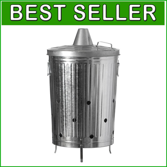 Galvanized Metal Garden Incinerator with Chimney - Round 20-Gallon Waste Burner