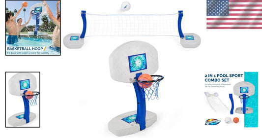 Effortless 2-in-1 Volleyball and Basketball Set for Above and In-Ground Pools