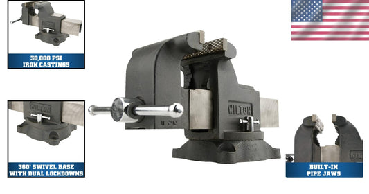 Sturdy 30,000 PSI Gray Iron Bench Vise - Ideal for General Duty Applications