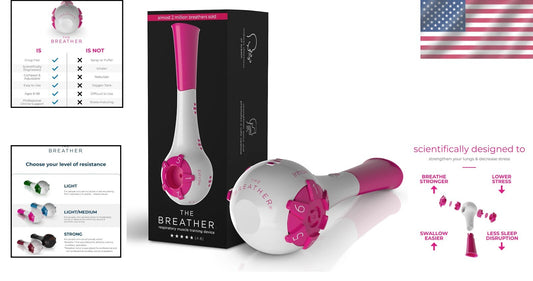 Adjustable Pink Breathing Trainer: Strengthen Lungs Naturally in Just 5 Minutes