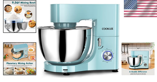 660W Electric Stand Mixer – 9.5 Qt Capacity, Blue Kitchen Mixer with Attachments