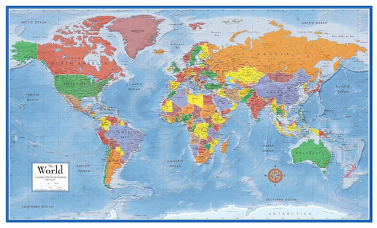 Vibrant 48x78 World Classic Wall Map Mega Poster - Educational Art for Home