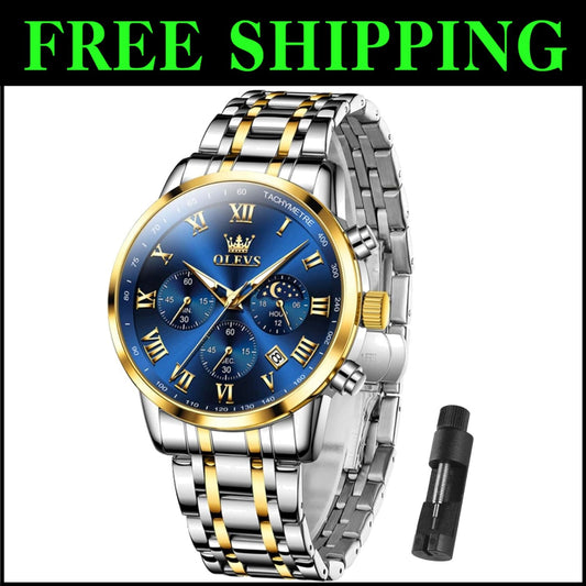 Gifts for Him: Elegant Men's Multi-Dial Chronograph Watch, Waterproof & Luminous