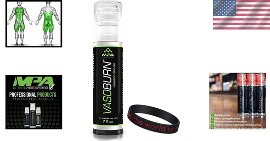 MPA VasoBurn Capsaicin Gel 7oz - Targets Stubborn Fat + Motivational Wristband