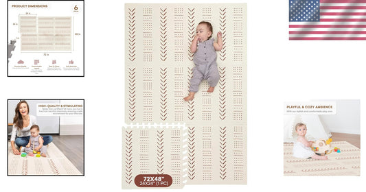 Extra-Large 72" x 48" Interlocking Play Mat - Safe Crawling Surface for Infants