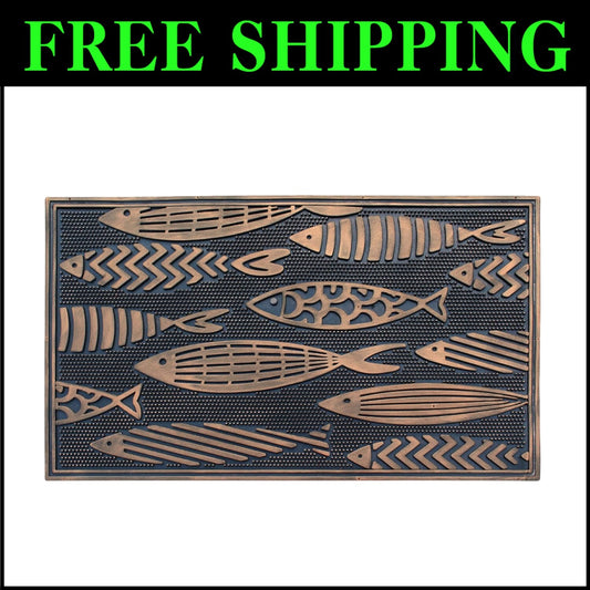 Elegant Nautical Fish Doormat - Low Maintenance Indoor/Outdoor 18"x30" Mat