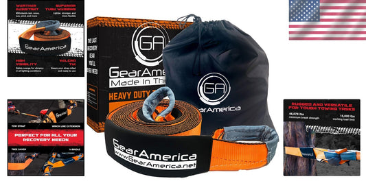All-Weather 4"x30' Recovery Strap with Reinforced Loops - 40000 lbs Load Limit