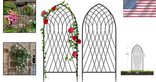 Amagabeli 2 Pack Large Metal Garden Trellis 75” x 31” - Elegant Plant Support