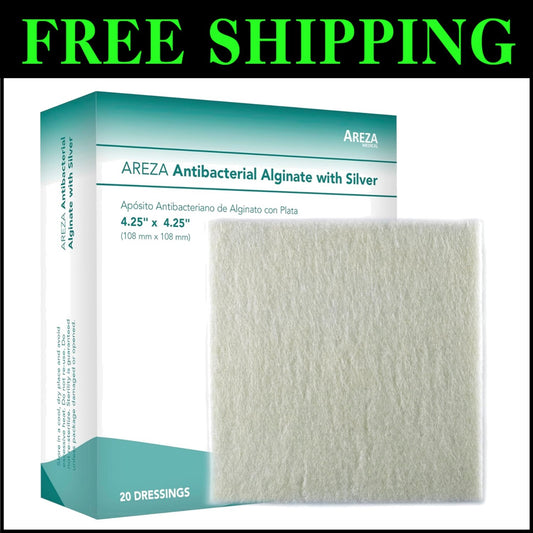 Individually Packaged Silver Alginate Wound Dressings - 20 Count, 4.25" x 4.25"
