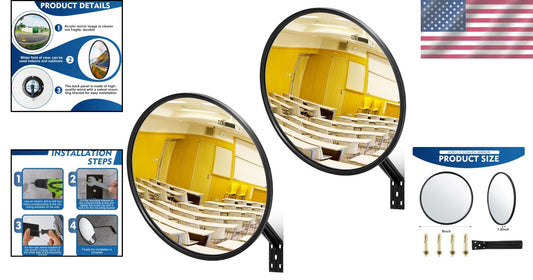 Durable 8'' Round Convex Mirrors with Fixing Bracket for Home & Business Safety