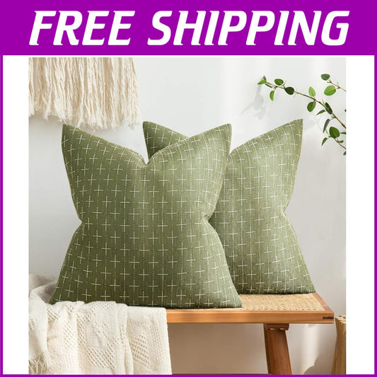 Chic Sage Green 24x24 Pillow Covers for Sofa & Bed - Premium Quality Fabric