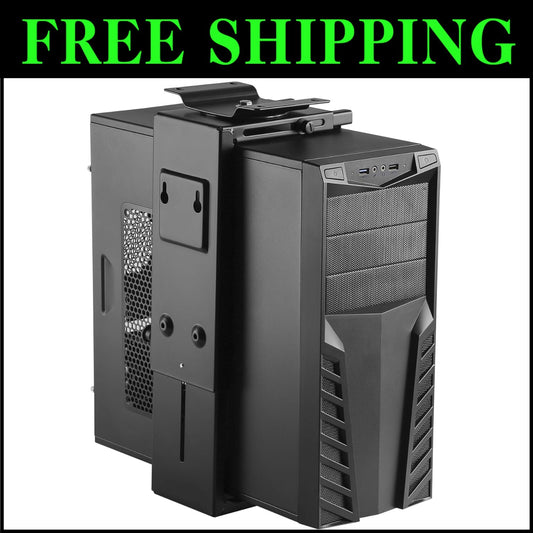 Adjustable Under Desk PC Mount with 360° Swivel - Fits Most Computer Cases