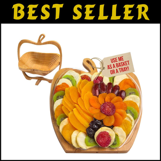Exquisite Dried Fruit Gift Basket in Wooden Bowl – Perfect Gourmet Snack Tray