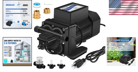 High Flow 6 GPM Brushless Water Diaphragm Pump - Ideal for Pools & Rain Barrels