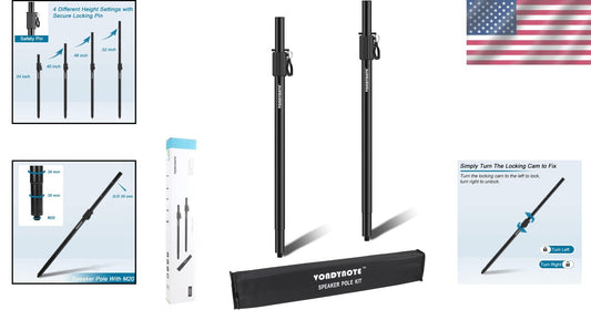 Sturdy 34-52 Inch Adjustable Speaker Poles with M20 & 35mm Compatibility