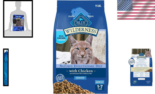 Grain-Free, High-Protein 11-lb Bag of Wilderness Chicken Cat Food for Adult Cats