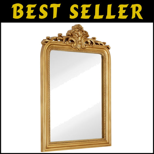 Decorative 24x36 Gold Baroque Mirror - Perfect for Entryways or Bathrooms