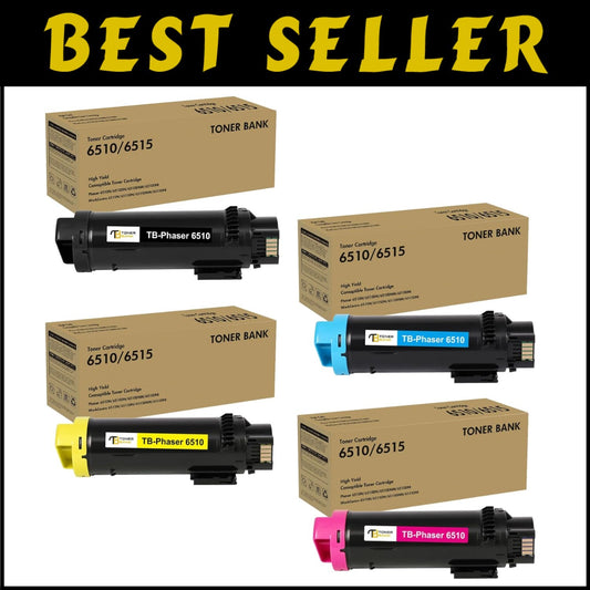 High-Capacity 4-Color Toner Cartridge Set Compatible with Xerox Phaser 6510/6515