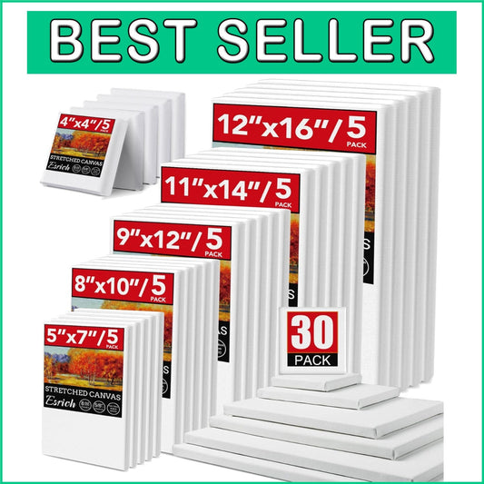 Premium Stretched Canvas Pack - 30 Assorted Sizes for Artists of All Levels