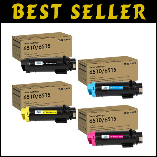 Xerox Compatible 4-Pack High Capacity Toner Cartridges for Phaser 6510/6515
