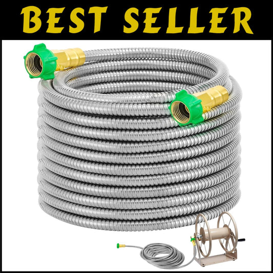 50ft Heavy Duty Leakproof Stainless Steel Hose for Outdoor Watering & Cleaning