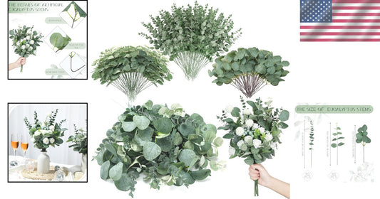 Realistic Faux Eucalyptus Stems - 270 Pcs Set for Home and Wedding Use