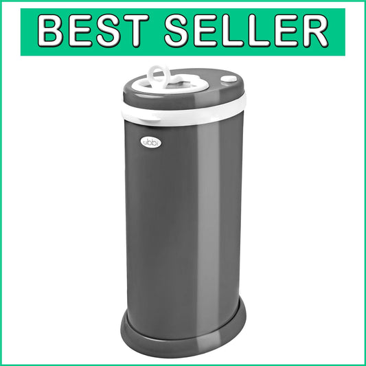 Award-Winning Slate Steel Diaper Pail - Odor Locking & No Special Bags Needed