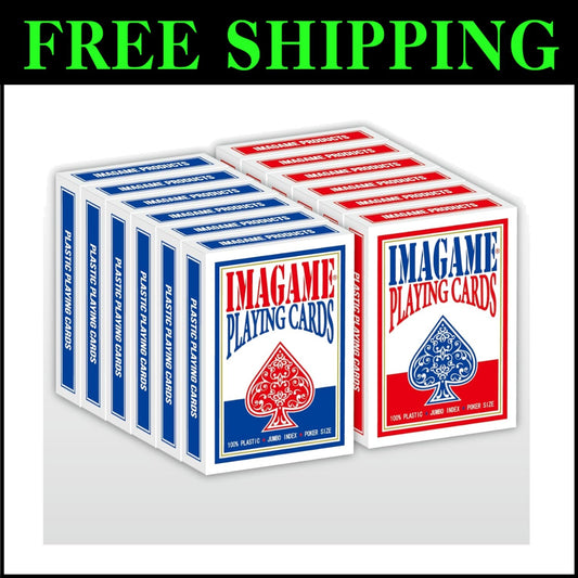 12-Pack Waterproof & Washable Plastic Playing Cards - Perfect for Texas Hold'em