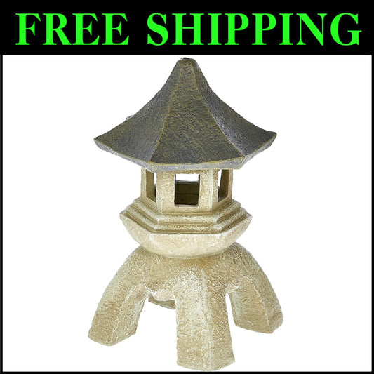 Elegant Two-Tone Stone Asian Lantern Statue - Indoor/Outdoor Serenity