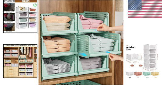 Durable Green 5-Pack Closet Organizer Bins: Easy Install, Happy Organizing!
