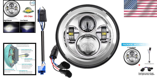 Plug-and-Play 7-Inch Chrome LED Headlight for 2014-2023 Street Glide & Road King