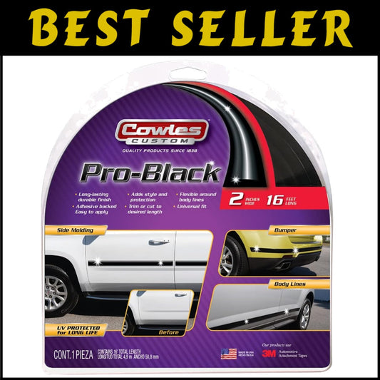 Universal Black Finish Body Molding - 2" x 16 ft, Easy Install & UV Protected