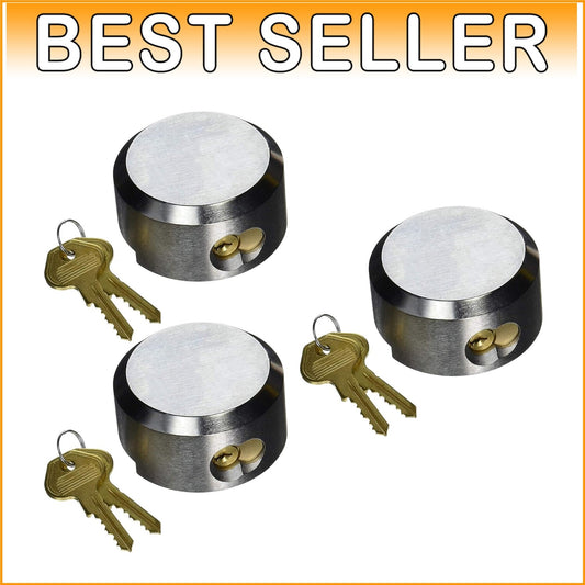 Weather-Resistant Puck Locks - Portable Solid Steel Trailer Lock, 3 Pack