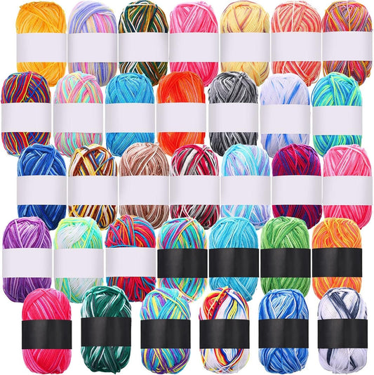 Vibrant 34 Color Milk Cotton Yarn Bundle - Perfect for Custom Crochet Projects