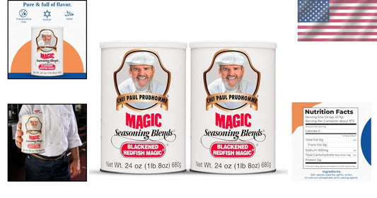 Prudhomme's Cajun Magic Blackened Redfish Seasoning – 24 oz Canister (Pack of 2)