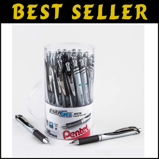 Professional Liquid Gel Ink Pen Set - 36 Retractable Pens, Medium and Bold