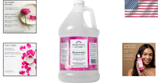 1-Gallon Damask Rosewater - Alcohol-Free Hydrating Splash for All Skin Types