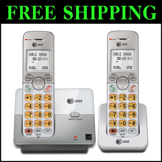 Dual Handset DECT 6.0 Cordless Phone System with Call Waiting & Voicemail Access